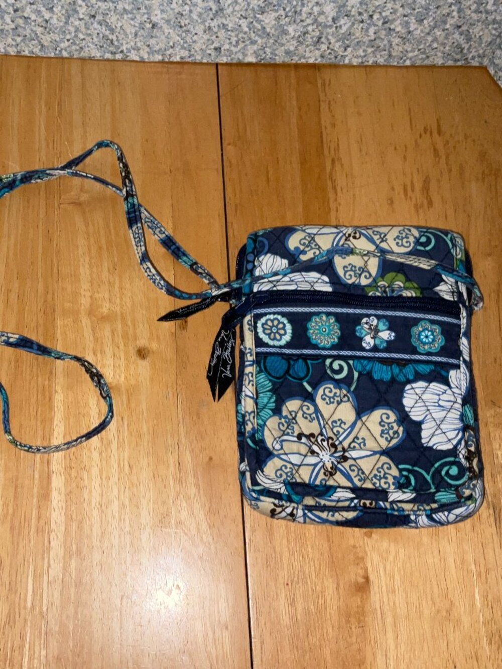 Vera Bradley Mini Hipster Crossbody Bag Mod Floral Blue Retired Quilted Cotton